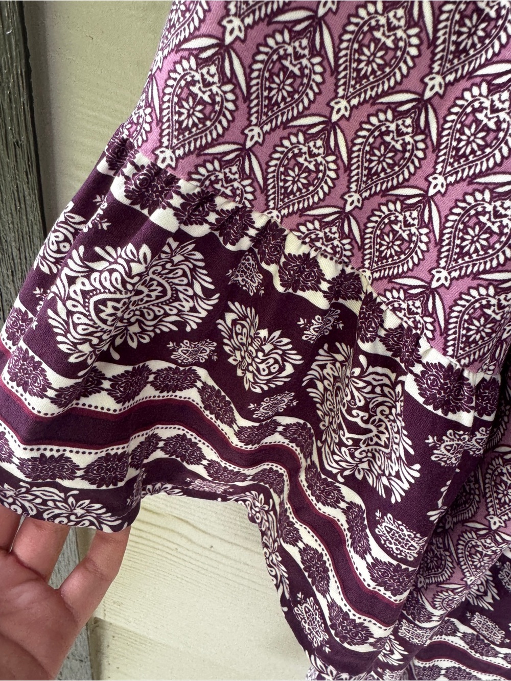 Avenue Blouse Womens 3X Purple Paisley Boho Bell Sleeve Peasant Tunic Top - Picture 6 of 10
